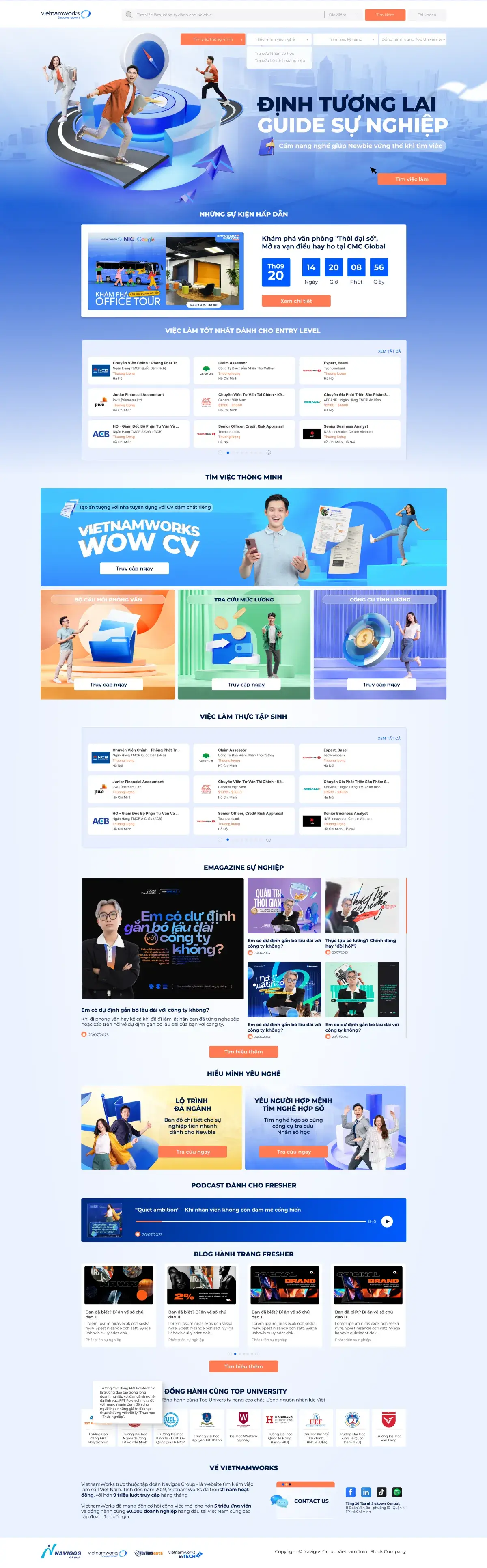Entry-Level Career Hub landing page — desktop