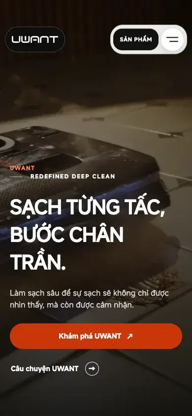 The UWANT Vietnam homepage on a mobile screen